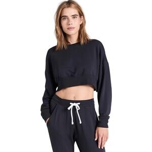 $108 Splits59 Women's Noah Fleece Grey/Gray Crop Sweatshirt - L